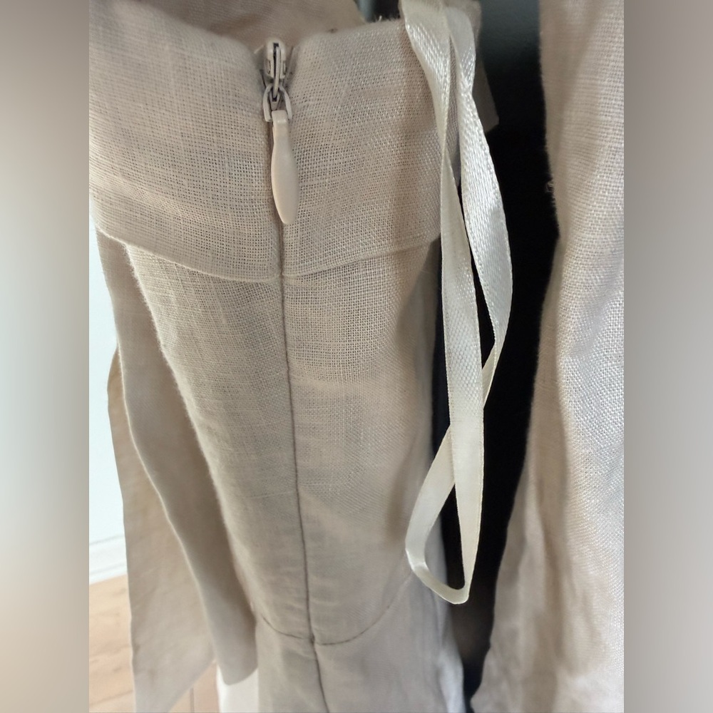 NWT DISSH Natural Linen Aisle Pearl Mini Bow Dress • 4 - Picture 10 of 11